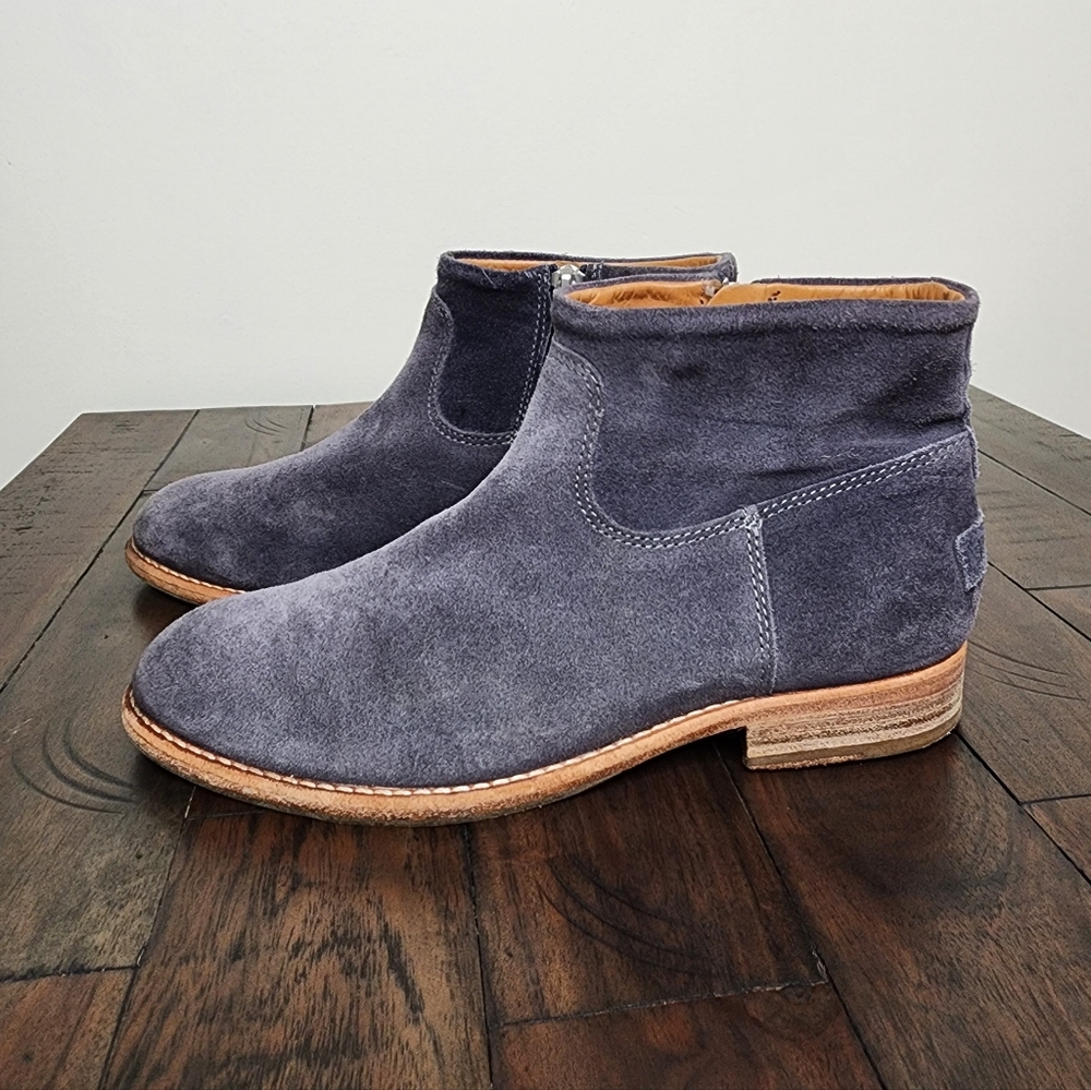 Shabbies Amsterdam Women's Gray Leather Suede Ankle Booties Sz38 Workwear Casual